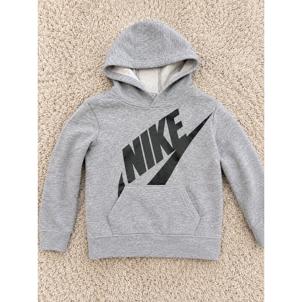 Nike Toddler Boys Gray Fleece Pullover Hoodie Sweatshirt 2T Logo Graphic
